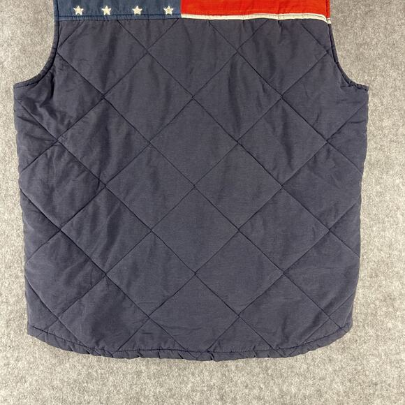 Chaps Ralph Lauren Quilted Vest Mens Large Blue US Flag Full Zip Faded Patriotic - Picture 11 of 12